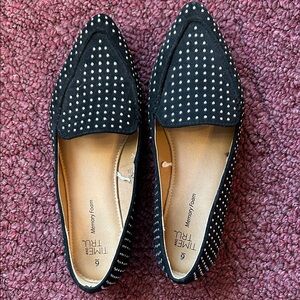 Time and Tru Black Studded Flats